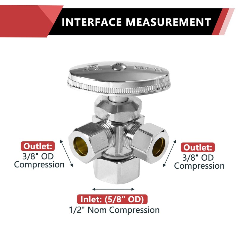 (Pack of 2) EFIELD Dual Compression Outlet Angle Stop Valve,