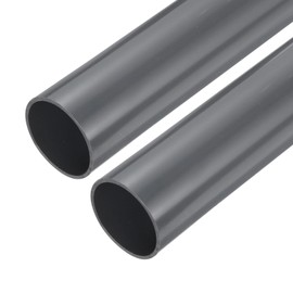 MECCANIXITY 1 1/2 Inch PVC Rigid Tube Round Pipe 34.2mm ID 38mm OD 9" Length Light Grey High Impact for Water Pipe, Crafts, Cable Sleeve 2pcs