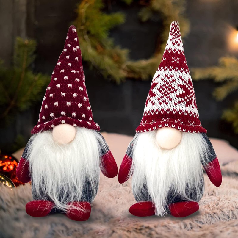 DUJSRZL 4 x Christmas Gnomes Knitted Plush Santa Claus Christmas