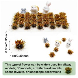 Attuslla Miniature Flower Clusters Static Grass Tufts Artificial Grass Terrain Scenery Kit for Model Train Railway, DIY Diorama Landscape, Light Red and Yellow