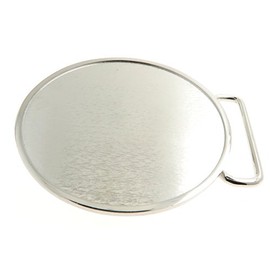 Yippo Accessories Chrome Bright Silver Western Cowboy Blank Round Belt Buckle