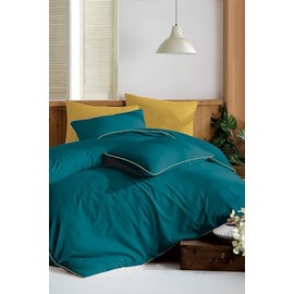 via bianco Plain 100% Organic Cotton Duvet Cover Set - King Size - Ultra Soft - 100% Cotton - 3pcs - Bedding Duvet Cover & Pillow Case Yellow & Green