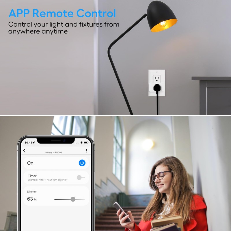 Z-Wave Dimmer Plug 800 Series Zwave Smart Plug，Dimmable Outlet Built-in