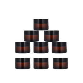 9 Pss 5g Small Glass Jars with Lids and Inner Liners,Amber Cream jar Cosmetic Container Storage Jars,Refillable Travel Jars Makeup Sample Containers for Lip Balm, Eye Cream,Lotion,Cosmetic