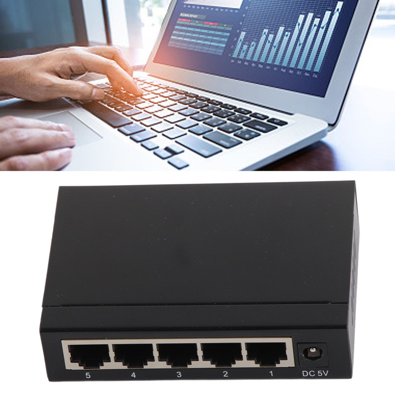 5 Port 10/100Mbps Ethernet Switch Plug and Play Unmanaged Home