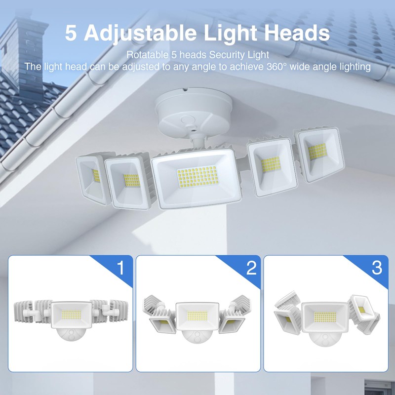 SZPOWER 120W Outdoor LED Flood Light, 5 Heads Exterior Security