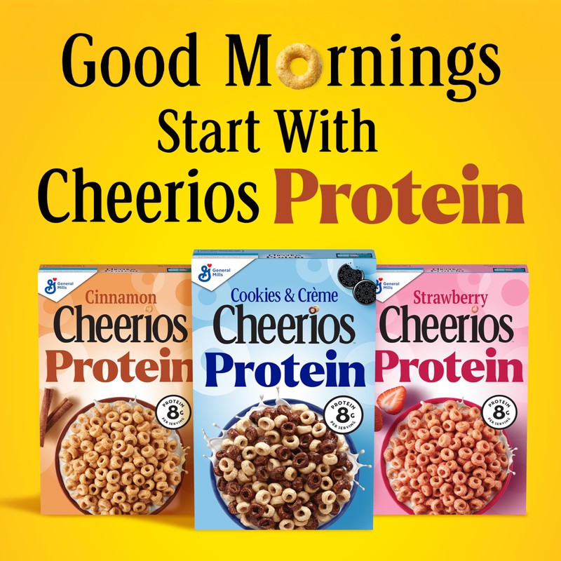 Cheerios Protein Cereal, Cookies and Crème, 8g Protein, Large Size,