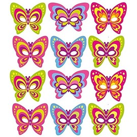 12 Card Butterfly Face Masks - Childrens Party Bag Fillers
