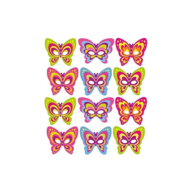 12 Card Butterfly Face Masks - Childrens Party Bag Fillers