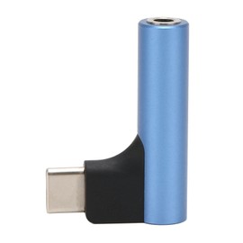 USB C to 3.5mm Sound Headphone Jack Adapter Type C Aux DAC Stereo Mic HiFi Right Angle Dongle for Earphone Blue