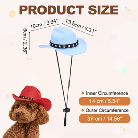 PETAXCELL Dog Cowboy Hat, Mini Cowboy Hat for Pet with Chin Strap Adjustable Cosplay Cap, (Blue, L), Intended for Dogs and Cats/Halloween Costume/Party Decoration