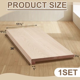 Yaocom Red Oak Solid Wood Stair Tread with Small (3/4") Profile Oak Treads Wood Treads (36in,Stair Tread with Square Nose)