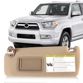 PEVAST Left Driver Side Sun Visor Compatible with 2010 2011 2012 2013 2014 2015 2016 2017 2018 2019 2020 2021 2022 2023 Toyota 4RUNNER,Replace 74320-35A91-E1,Without Light(Beige)