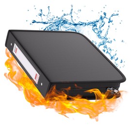 ZOOPIP Fireproof 3 Ring Binder with Zipper, 1.5 Inch D Rings Hold up 375 Sheets of 8.5" x 11" (A4), Compatible with Clear Page Protectors, Built-in Net and Pen Holder(Black, 1 Pcs)