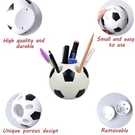 HAHAJAXG Creative Football Pen Holder Desktop Soccer Shape Style Design Pencil Container Desktop Organizer Container Table Decor for Kids Gifts