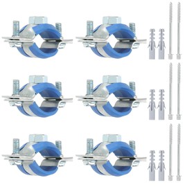 PATIKIL 0.8"-0.9"/20-24mm Split Ring Pipe Hanger, 6 Pcs Heavy Duty Adjustable Pipe Bracket Clamp Galvanized Iron Wall Ceiling Mount Pipe Strap Support with Screws & Expansion Tube, Blue