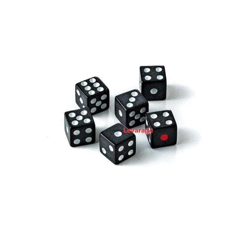 Levarage 0029 Dice, Black, Small, 6-Pack, Black Dice, Black Dice,