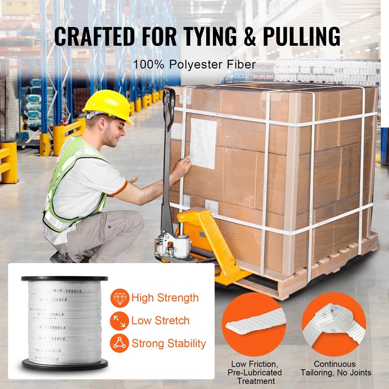 VEVOR Polyester Pull Tape, 1/2" x 528' Mule Tape Flat