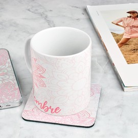 Taza para café Mandalas Personalizada con tu nombre, Taza para té Mandalas Rosa Personalizada con tu nombre 325ml (11oz)