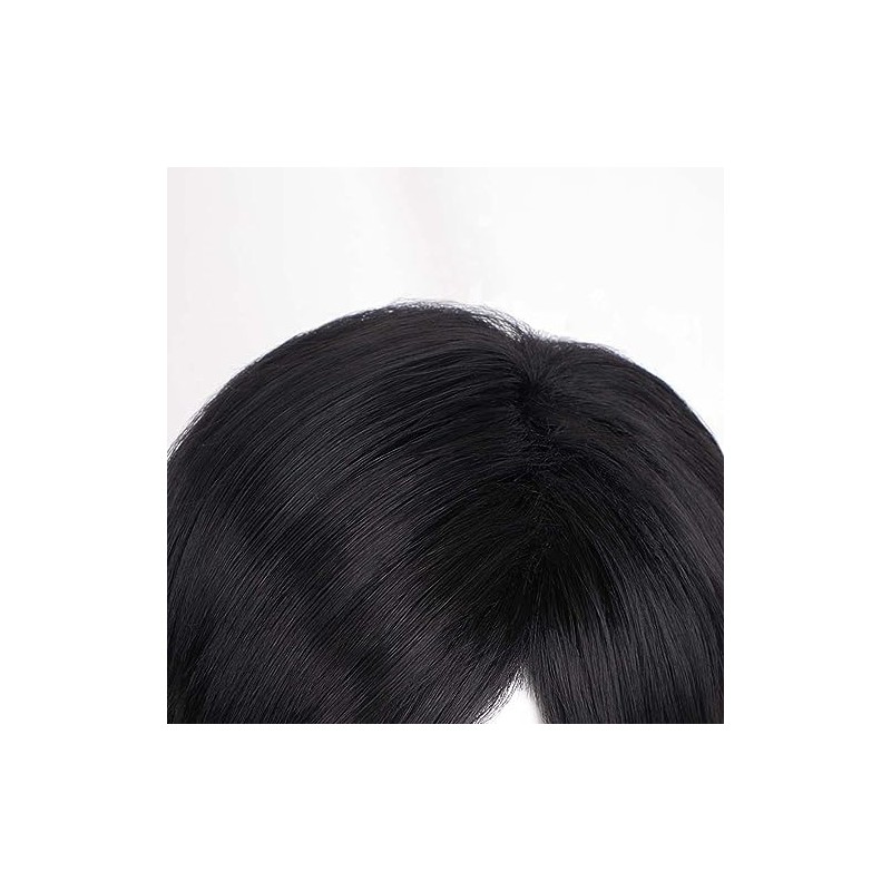 Osseoca- Peluca de pelo corto negra con flequillo y raya