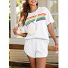 MYHALF Womens 2 Piece Short Sets Summer Outfits Rainbow Stripes