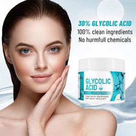 Glycolic Acid Pads 30%, Exfoliates Surface Skin and Reduces Fine Lines and Wrinkles, 50Pads