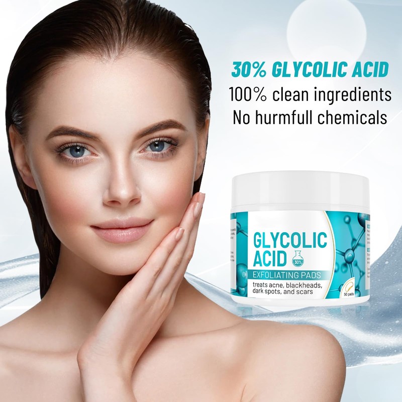 Glycolic Acid Pads 30%, Exfoliates Surface Skin and Reduces Fine