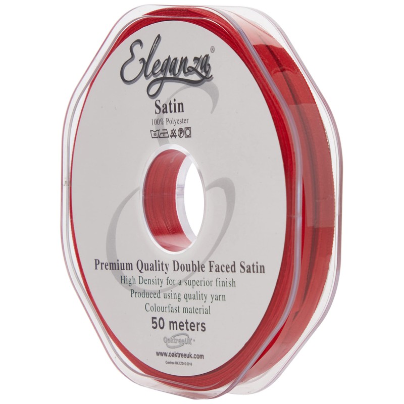 ELEGANZA Double Faced Satin 3mm x 50m Red No.16