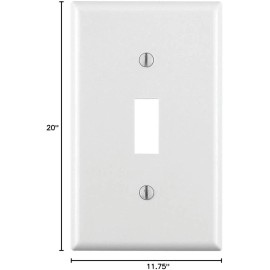 Leviton 88001 1-Gang Toggle Switch Wallplate, White - Standard Size - 1 Pack