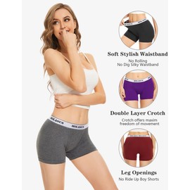 Molasus 4.5" Inseam Womens Trunks Underwear Soft Cotton Boxer Briefs Ladies Anti Chafing Boy Shorts Panties Pack of 4