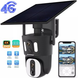 BOAVISION 4G Solar Camera Outdoor 4K Dual Lens Security Human Auto Tracking CCTV Camera