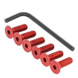 NRG Innovations NRG-SWS-100RD Steel Anodized Red Flat Head/Conical Seat Steering Wheel Screw