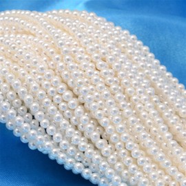 Beadthoven 5 Strands Round Beads White Shell Beads Polished Beads 3mm Tiny Loose Spacer Beads for Bracelets Necklaces Jewelry Making Hole 0.5mm 16 Inch
