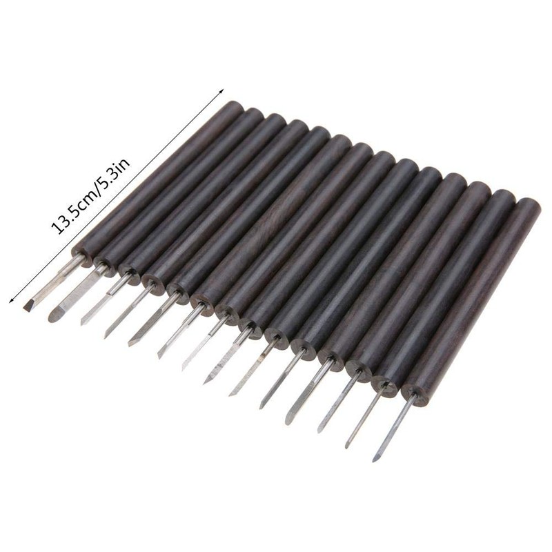 14Pcs Professional Wood Carving Chisel Set DIY Woodworking Olive Nut