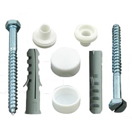 Universelles WC-Befestigungsset – Toilettenschüssel-Bodenbefestigungsset mit M6 x 70 mm Ankerschrauben und weißen Kappen – Pfannen-Befestigungsschrauben-Set für WC- oder Bidet-Installation und