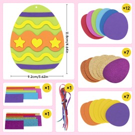 Orifinter Pack of 12 Easter Crafts Children, EVA Easter Gifts Children, DIY Easter Children, Easter Crafts with Children, Easter Decoration (Easter Eggs)