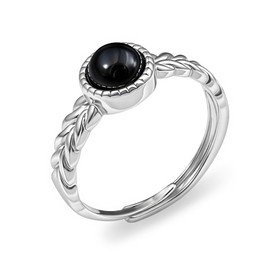 Black Onyx Ring, Natural Black Stone Rings for Women, Adjustable Pinky Ring for Men (Black Onyx)