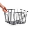 SANNO ワイヤーバスケット 冷蔵庫収納ケース キッチン収納ボックス かご 小物入れ 取っ手付き ブラック 2個セット