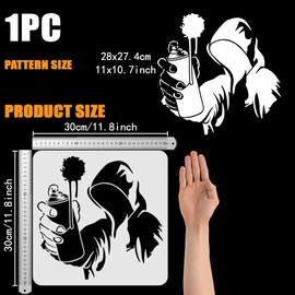 FINGERINSPIRE Banksy Man Graffiti Spray Paint Stencil 11.8x11.8 inch Reusable Plastic PET Banksy Theme Stencil for Painting on Wood