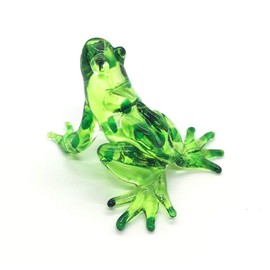 Hand Blown Art Glass, Rainforest Green Frog Miniature Animals Collection, Dollhouse Miniatures, Decorations, Seasonal Gift, Souvenirs, Frog Art Glass Blown