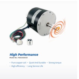 F48AA68A50 Condenser Fan Motor 1/4 HP 850 RPM Replace for York, Coleman, GE, Luxaire, Genteq, A.O. Smith F48M27A50 THGF36S41S3A THGF60S41S3A 208-230 Volt Leungoo