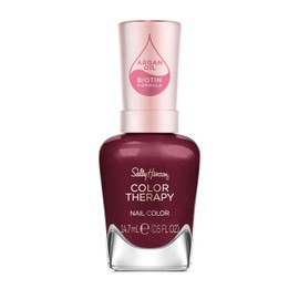 Sally Hansen Color Therapy Nail Polish | Biotin, Argan Oil, Long Lasting, Healthy Nails, Nail Strengthener, Opaque | 374 Wine Not | Burgundy Nail Color