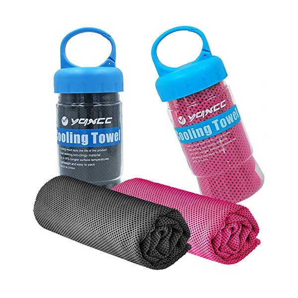 YQXCC 2 Pack Cooling Towel (47"x12") Ice Towel for Neck, Soft Breathable Chilly Towel, Microfiber Cool Towel for Yoga, Golf, Gym, Camping, Running, Workout & More Activities