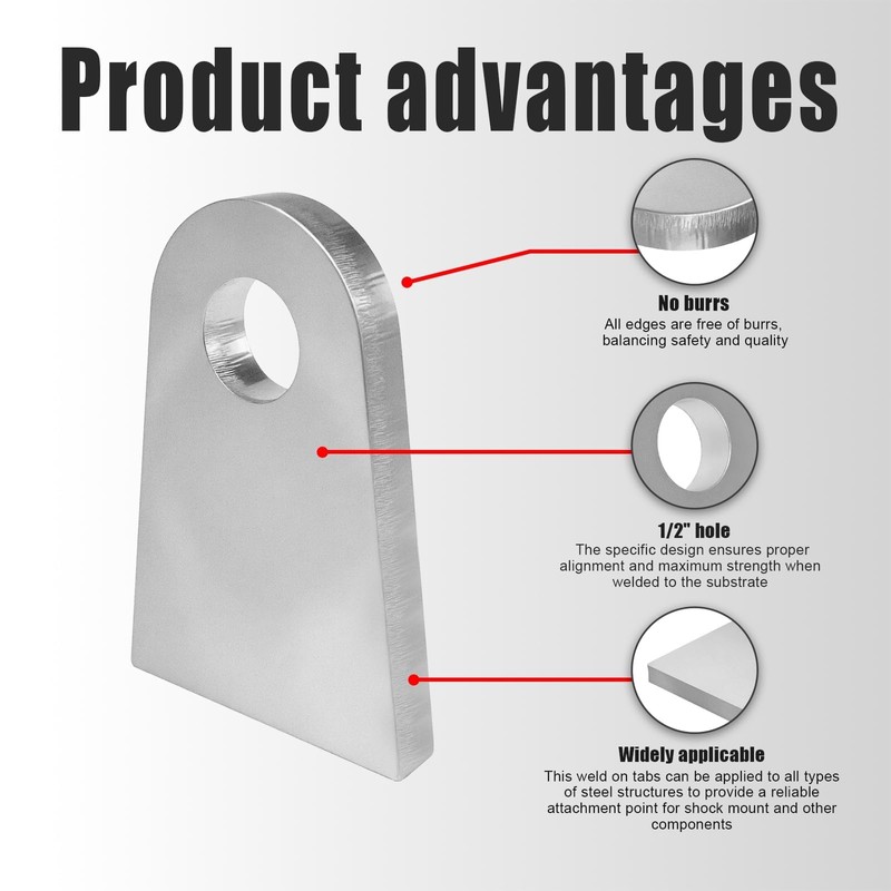 4-Pack Heavy-Duty Weld-On Shock Tabs,Universal Mounting Brackets with 1/2" Center