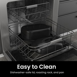 22-Quart Electric Roaster Oven with Removable Pan and Self-Basting Lid, Perfect for Turkey Roasting with Temperature Control from 150 to 450°F and Cool-Touch Handles，Red