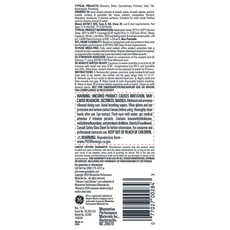GE Sealants & Adhesives GE284 Advanced Silicone 2 Kitchen &