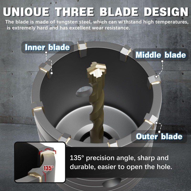 METOTY 2" Concrete Hole Saw,50mm Masonry Hole Saw, with 110mm