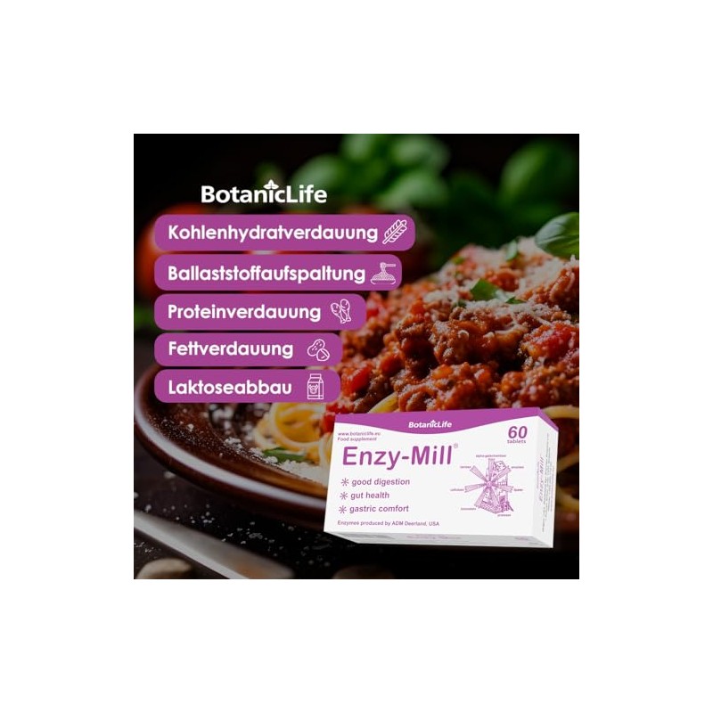 Enzy-Mill - Digestion Supplement with 7 Essential Enzymes - 60