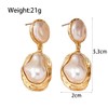 Chunky Gold Baroque Pearl Dangle Earrings for Women Vintage Pearl