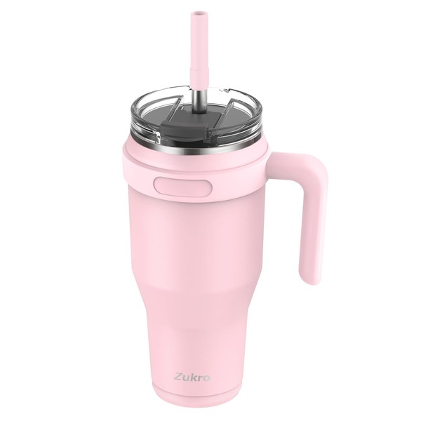 Zukro 40 oz Tumbler with Handle and Wide Straw, No